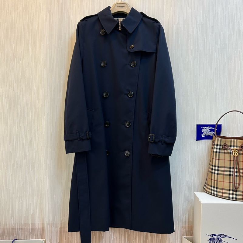 BURBERRY英國煤藍色長風衣UK6-2