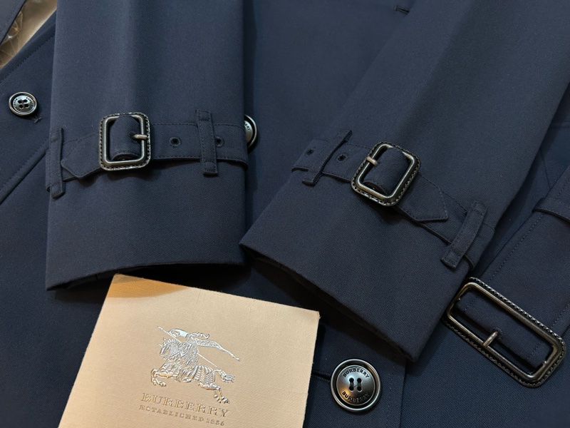 BURBERRY英國煤藍色長風衣UK6-4
