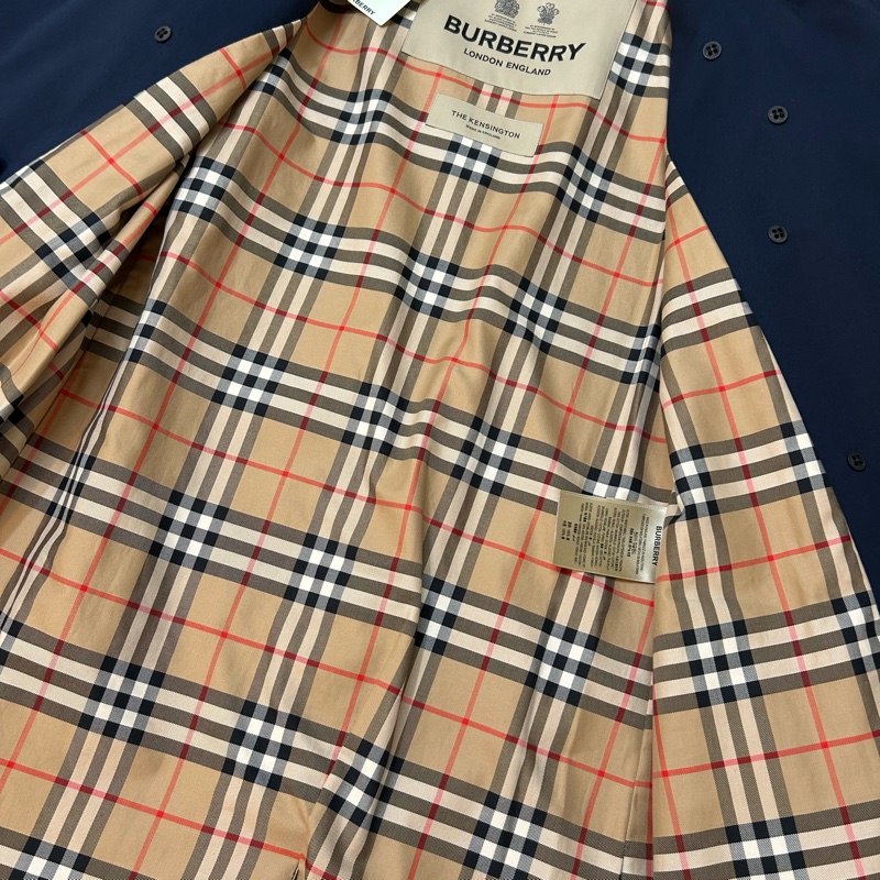 BURBERRY英國煤藍色長風衣UK6-11