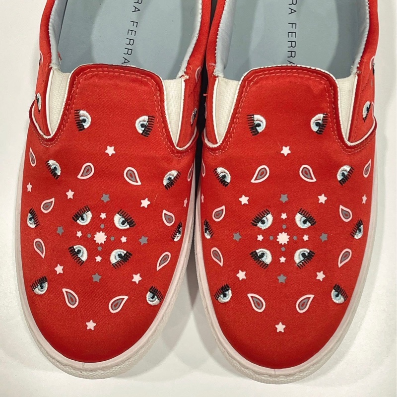 義大利Chiara Ferragni 刺繡蝴蝶結懶人鞋-5