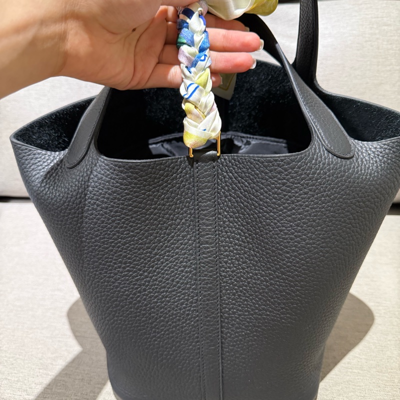 Hermes Picotin 菜籃子 22cm 黑金 K刻 全新全配-2