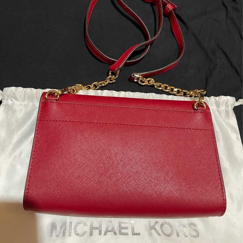 MICHAEL KORS金釦紅皮革側背包-6