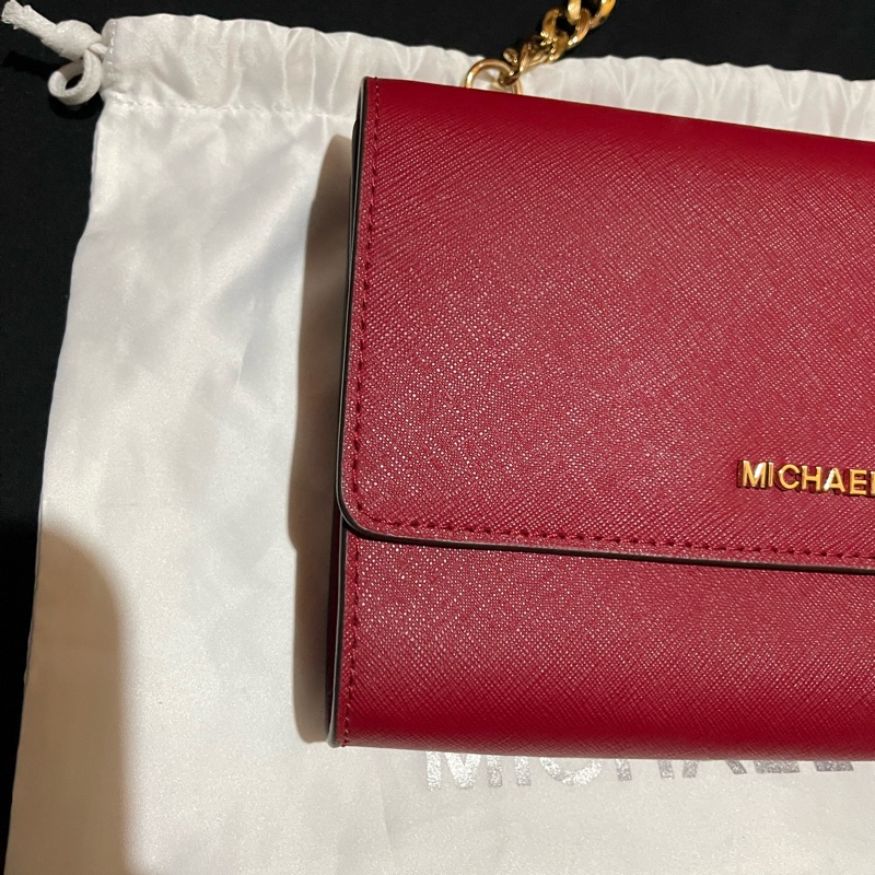 MICHAEL KORS金釦紅皮革側背包-11