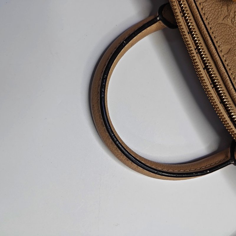 LOUIS VUITTON SPEEDY 25 卡其色牛皮老花壓紋波士頓包肩背包手提包斜挎包 金色五金 可拆卸肩帶-9