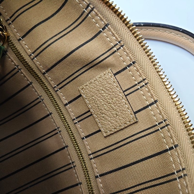 LOUIS VUITTON SPEEDY 25 卡其色牛皮老花壓紋波士頓包肩背包手提包斜挎包 金色五金 可拆卸肩帶-16