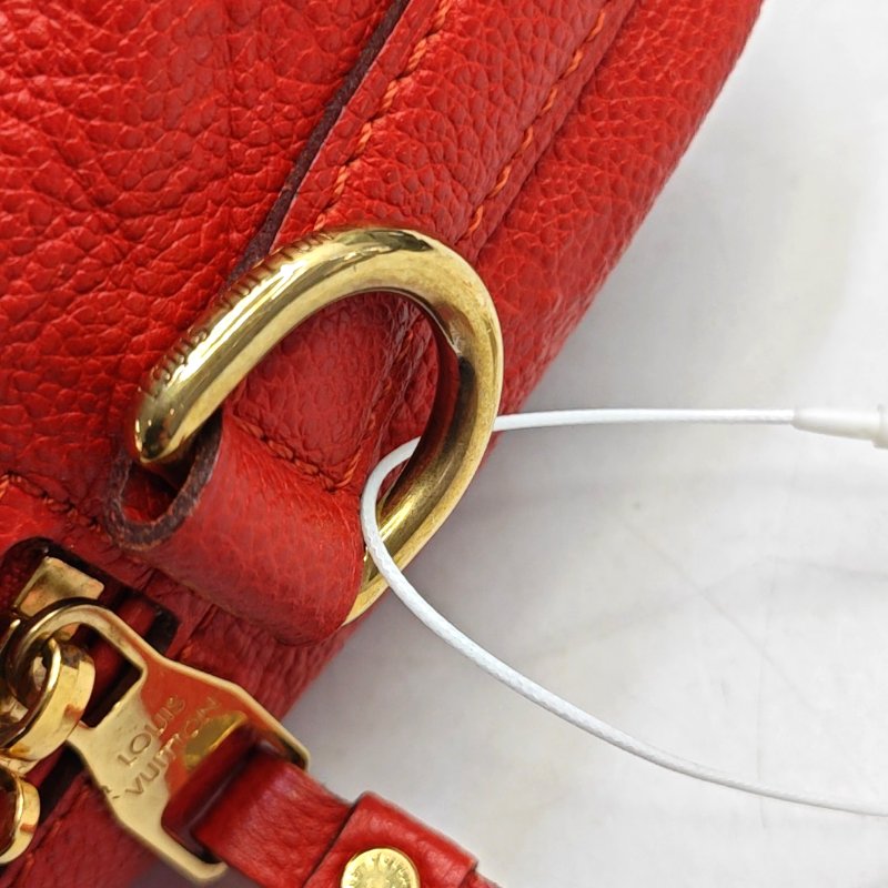 LOUIS VUITTON SPEEDY 25 橙紅色牛皮壓紋波士頓包肩背包手提包斜背包 金色五金 可拆卸肩帶-10