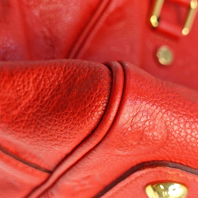 LOUIS VUITTON SPEEDY 25 橙紅色牛皮壓紋波士頓包肩背包手提包斜背包 金色五金 可拆卸肩帶-11