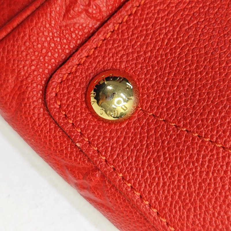 LOUIS VUITTON SPEEDY 25 橙紅色牛皮壓紋波士頓包肩背包手提包斜背包 金色五金 可拆卸肩帶-12