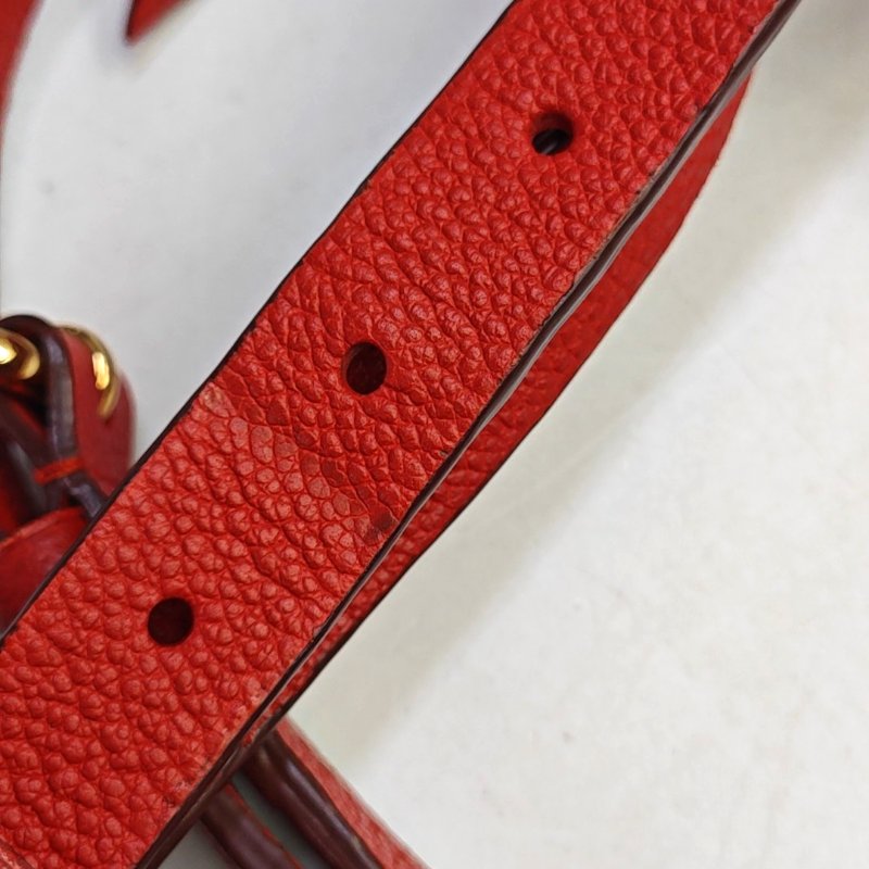 LOUIS VUITTON SPEEDY 25 橙紅色牛皮壓紋波士頓包肩背包手提包斜背包 金色五金 可拆卸肩帶-17