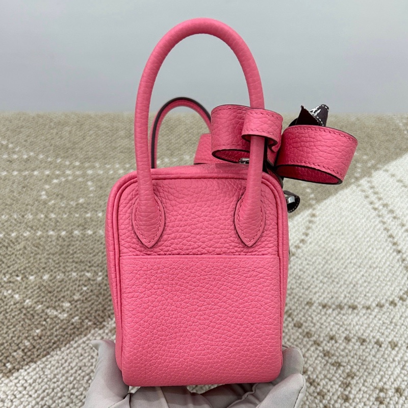 🌈Hermes💗Mini Lindy一代💗8W唇膏粉銀扣🌈全新未使用🌟閒置🌟TC皮🌟貼膜在🌟-3