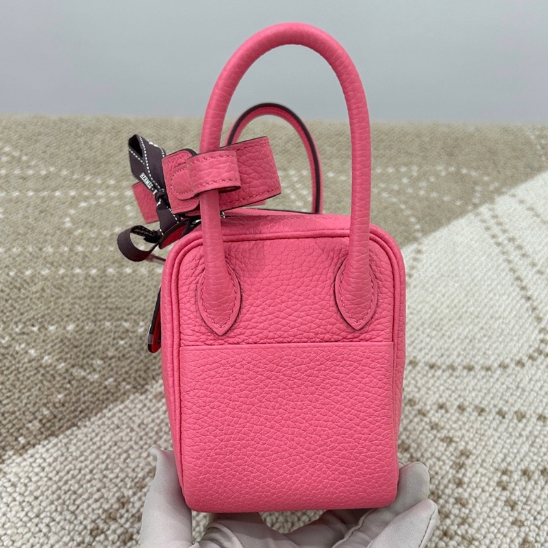 🌈Hermes💗Mini Lindy一代💗8W唇膏粉銀扣🌈全新未使用🌟閒置🌟TC皮🌟貼膜在🌟-4