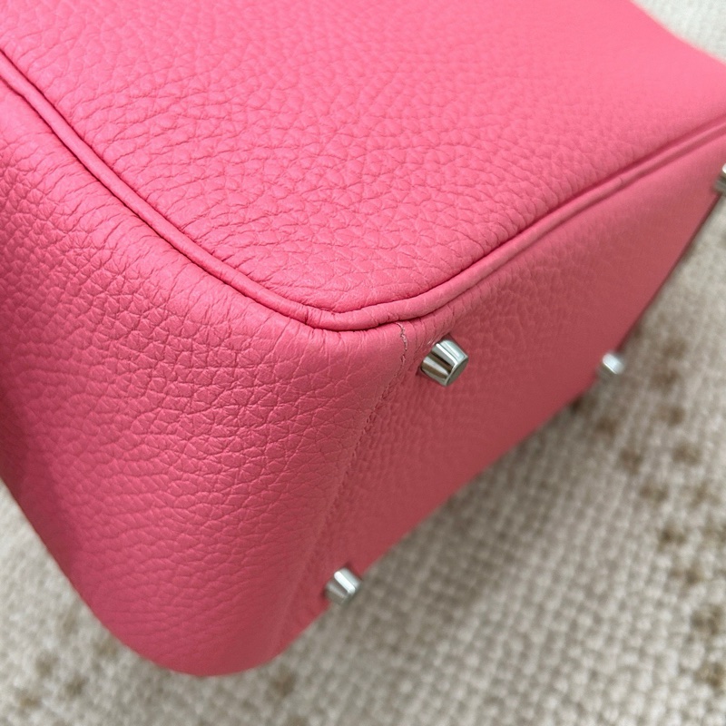 🌈Hermes💗Mini Lindy一代💗8W唇膏粉銀扣🌈全新未使用🌟閒置🌟TC皮🌟貼膜在🌟-5