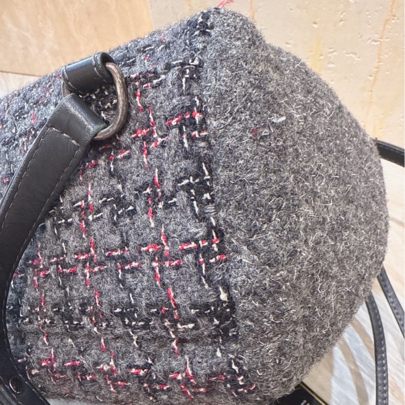 Chanel 灰毛呢雙肩包-5