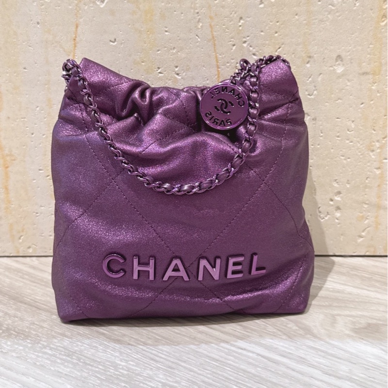 Chanel mini 22 金屬紫色-0