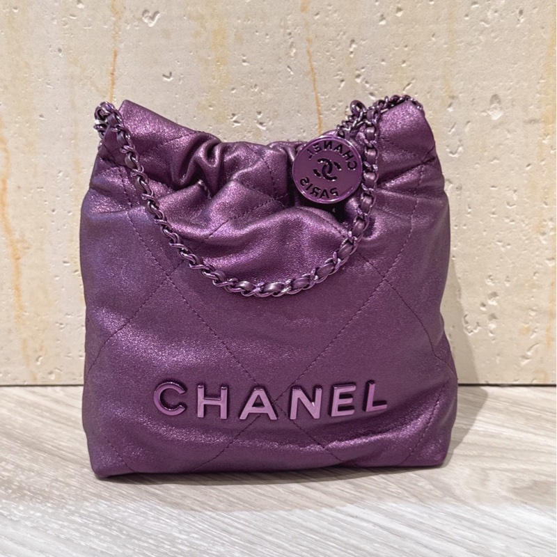 Chanel mini 22 金屬紫色-1