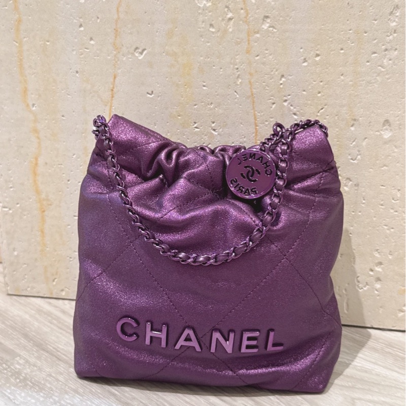 Chanel mini 22 金屬紫色-2