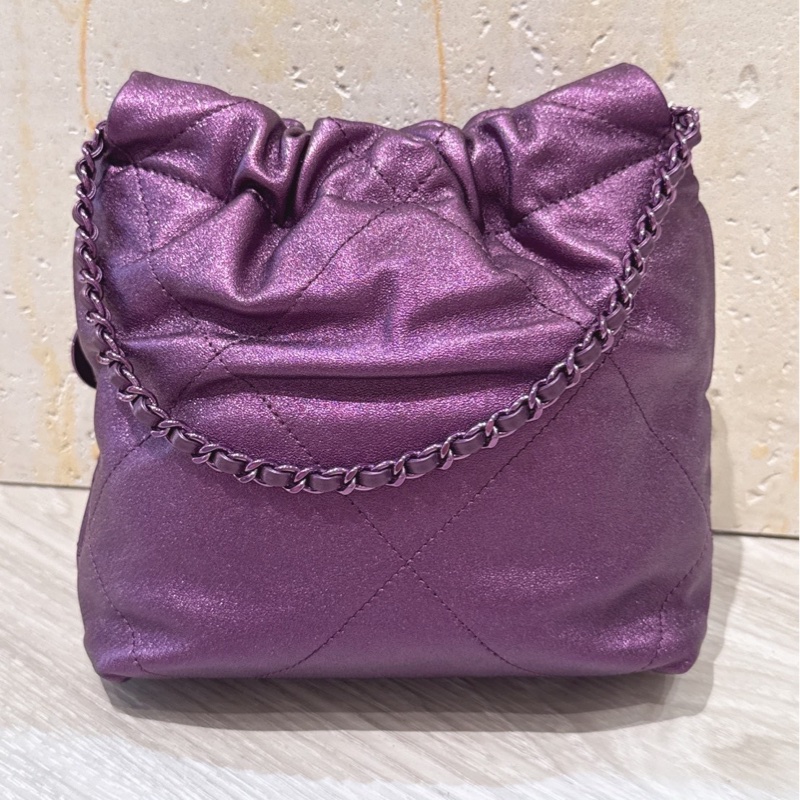 Chanel mini 22 金屬紫色-4
