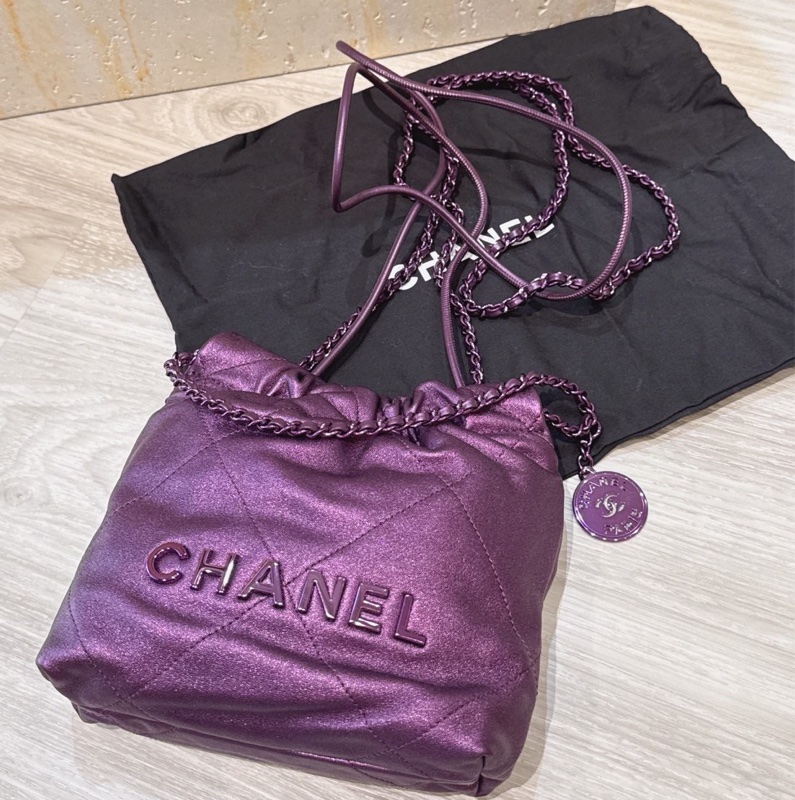 Chanel mini 22 金屬紫色-7