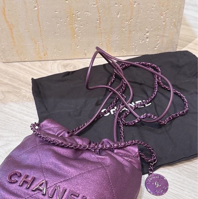 Chanel mini 22 金屬紫色-8
