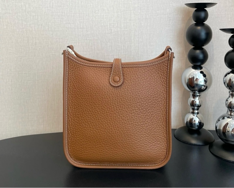 HERMES 伊芙琳 mini 迷你 棕色金扣 牛皮 B刻 極新-6