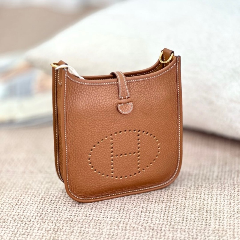HERMES 伊芙琳 mini 迷你 棕色金扣 牛皮 B刻 極新-10