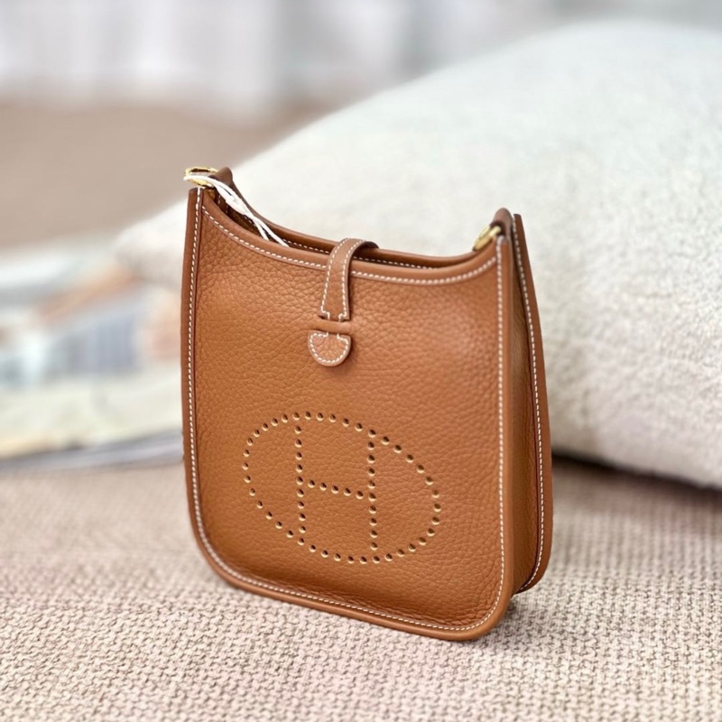 HERMES 伊芙琳 mini 迷你 棕色金扣 牛皮 B刻 極新-11