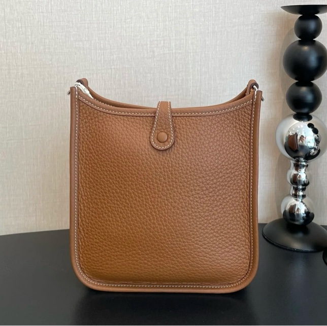 HERMES 伊芙琳 mini 迷你 棕色金扣 牛皮 B刻 極新-12