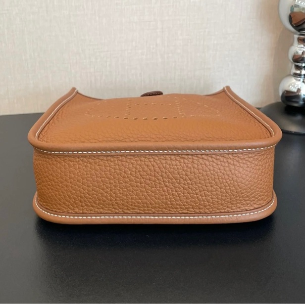 HERMES 伊芙琳 mini 迷你 棕色金扣 牛皮 B刻 極新-13