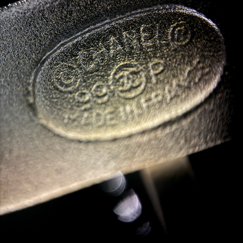 Chanel Vintage 99P 橡膠黃色配橙色字手帶-15