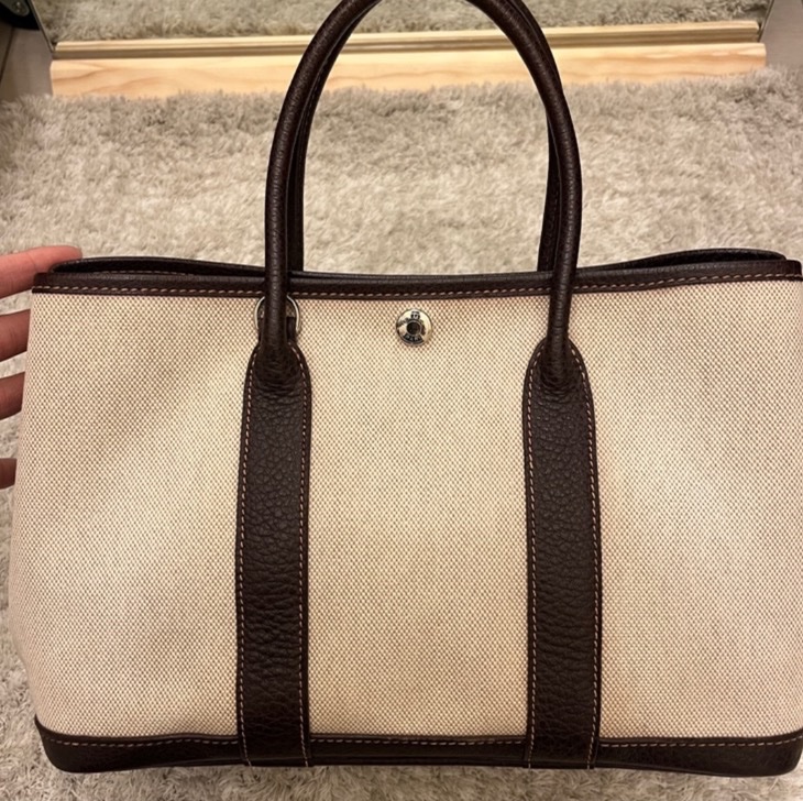 Hermès 栗子🌰拼帆布 Garden Party-0