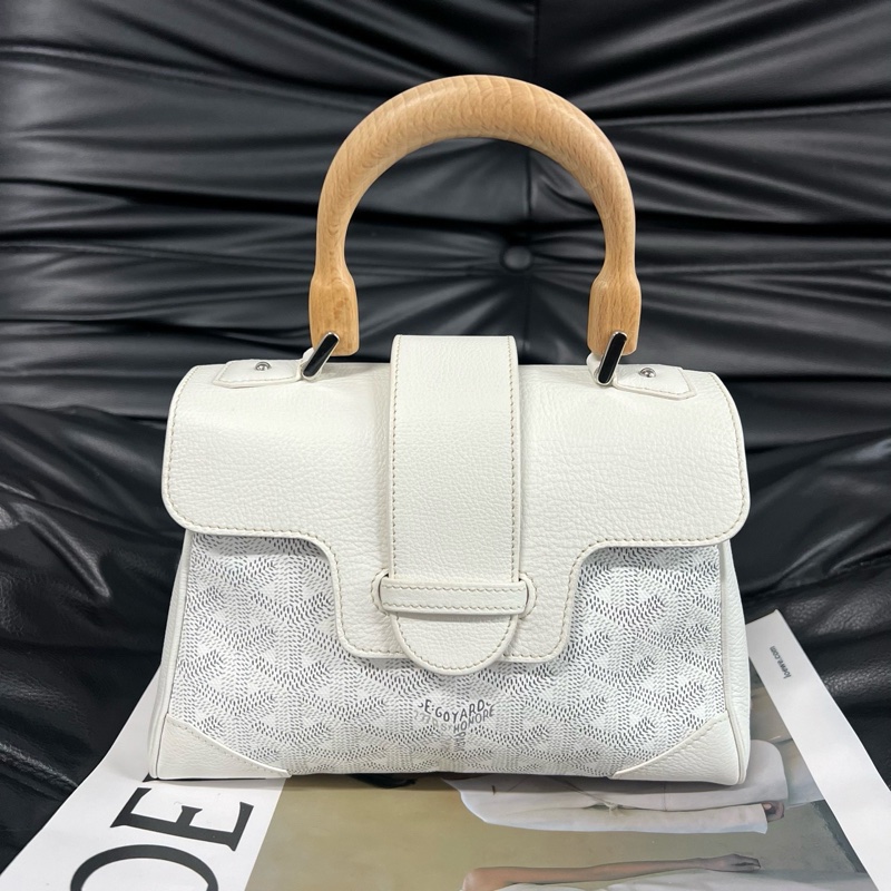 Goyard戈雅西貢白色mini木手柄手提包 有肩帶-1
