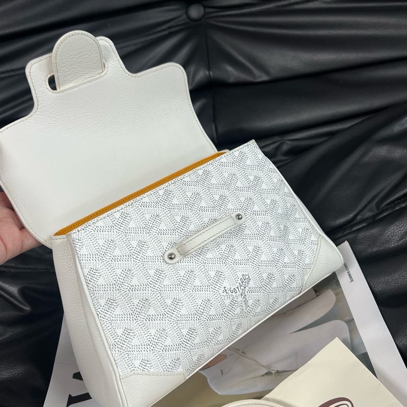 Goyard戈雅西貢白色mini木手柄手提包 有肩帶-6