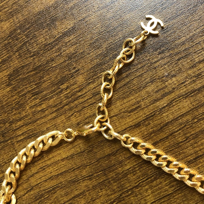 Chanel 金色金屬雙C鑲鑽流蘇項鍊毛衣鏈 鏈長約55cm-4