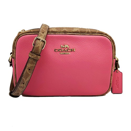 【全新】COACH C LOGO斜背相機包(焦糖/粉)-0