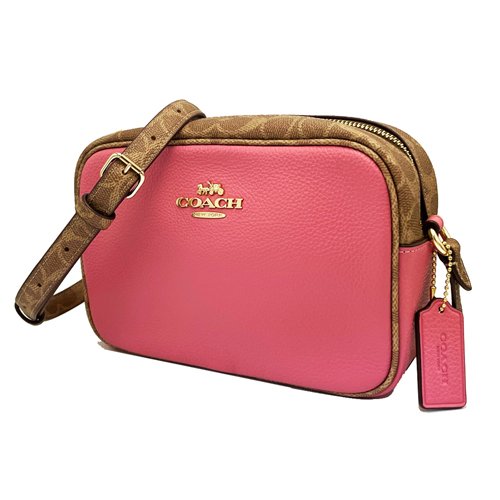 【全新】COACH C LOGO斜背相機包(焦糖/粉)-1