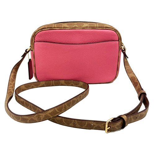 【全新】COACH C LOGO斜背相機包(焦糖/粉)-2