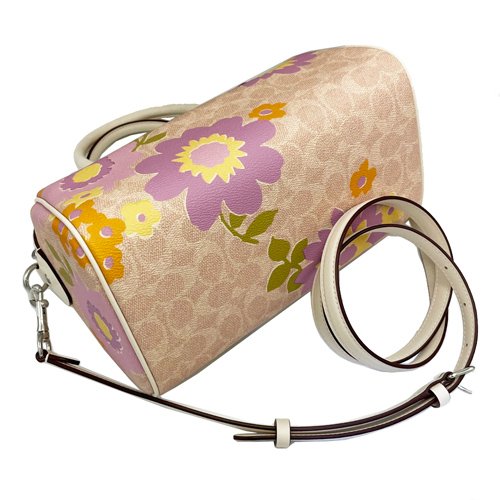 【全新】COACH 手提斜背兩用波士頓包(花卉白)-3