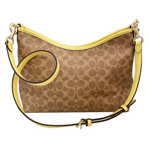 【全新】COACH C LOGO肩斜背兩用馬鞍包(焦糖/黃)-2