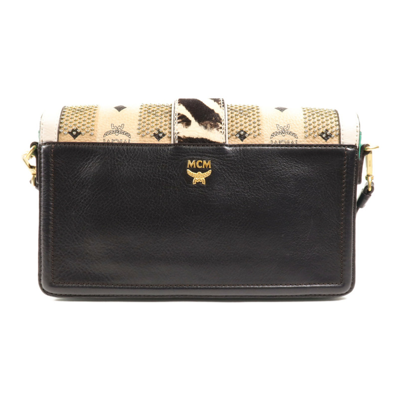 MCM 馬毛/牛皮皮革Shoulder Bag金扣肩背袋-1