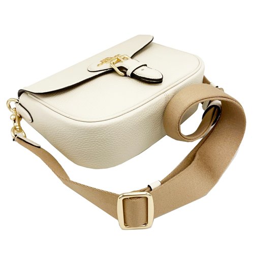【全新】COACH 新款牛皮肩背斜背馬鞍包(米白)-3