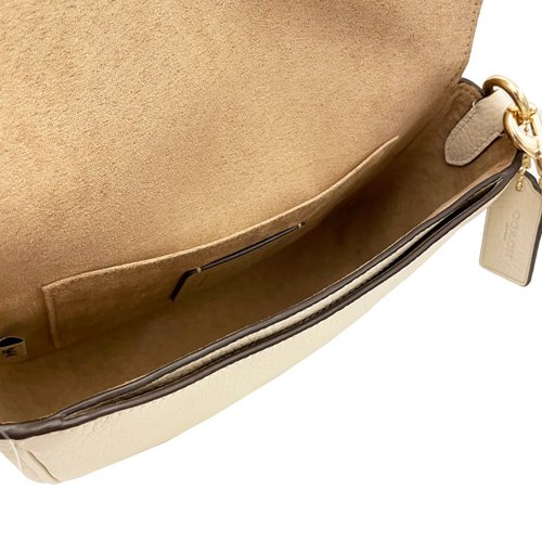 【全新】COACH 新款牛皮肩背斜背馬鞍包(米白)-4