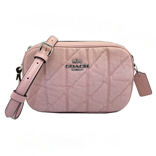 【全新】COACH jamie絎縫菱格紋斜背小相機包(粉)-0