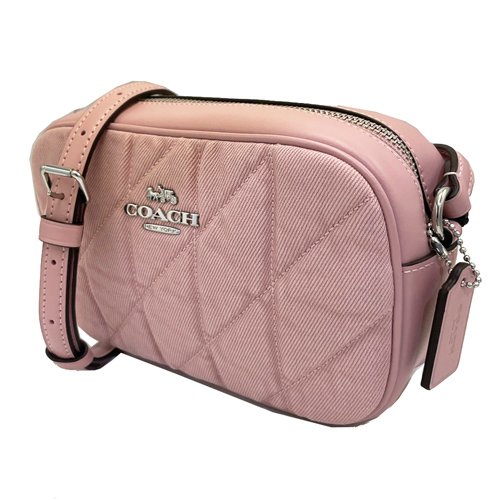【全新】COACH jamie絎縫菱格紋斜背小相機包(粉)-1