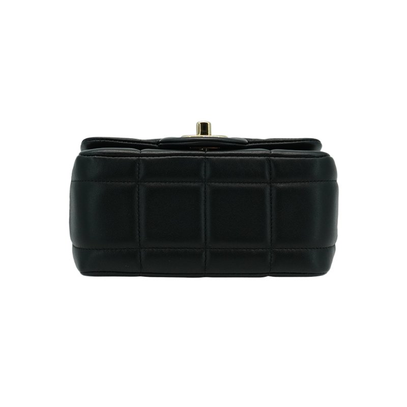 Chanel 淡金雙C羊皮黑白方塊鏈帶斜背包(AS3744-黑)-3