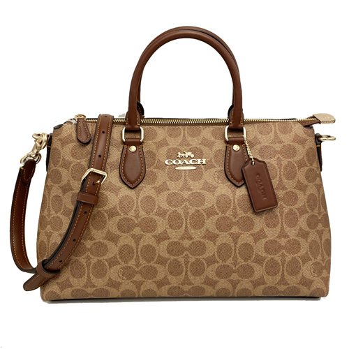 【全新】COACH C LOGO手提斜背兩用托特包(焦糖)-0