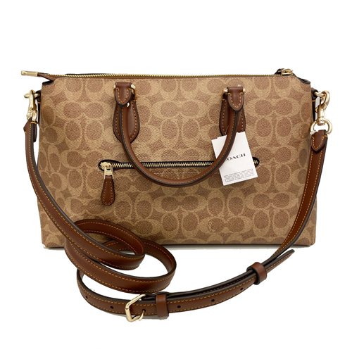 【全新】COACH C LOGO手提斜背兩用托特包(焦糖)-2