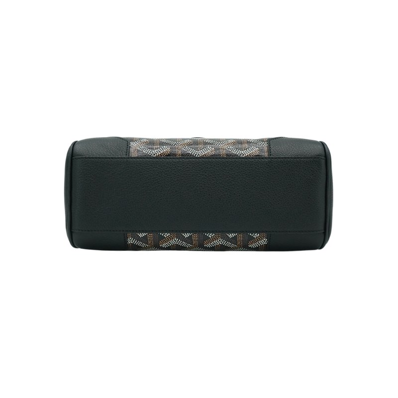 Goyard Saigon Mini 帆布木質手提斜背包(黑)-3
