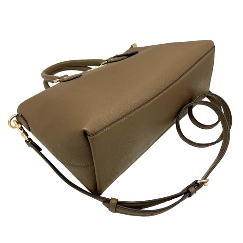 【全新】COACH 素面牛皮手提斜背兩用托特包(煙燻摩卡)-3