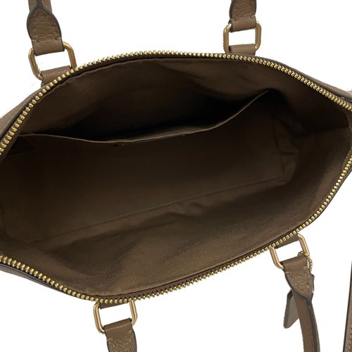 【全新】COACH 素面牛皮手提斜背兩用托特包(煙燻摩卡)-4