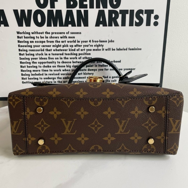 LV Louis Vuitton One handle 老花拼皮 手提包肩背包郵差包 中號 金扣-3